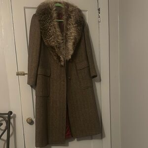 Vintage Brown Fur Collar Coat